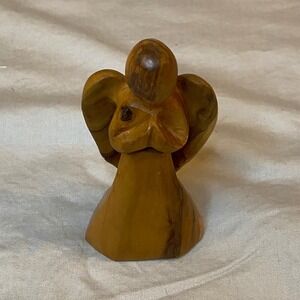 Hand Carved Wooden Angel Figurine Signed Carolyn Parrish Folk Art